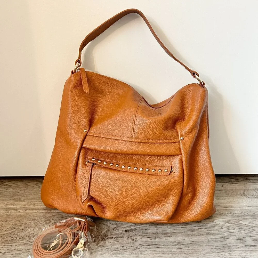 Laggo Joyce Hobo Leather Bag in British Tan NWOT